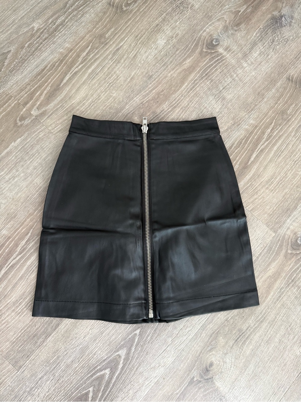 NBD Black Faux Leather Front-Zip Mini Skirt